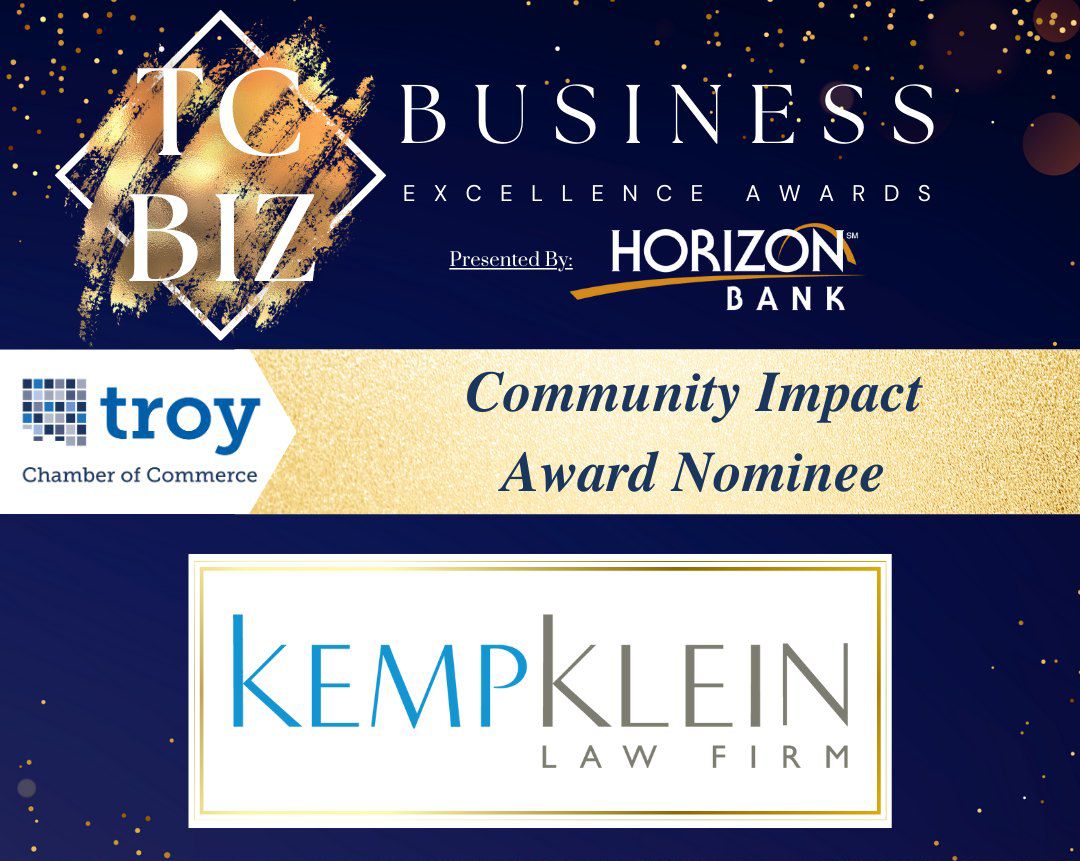 Kemp Klein nominated by the Troy Chamber of Commerce Business Excellence Awards for the Community Impact Award