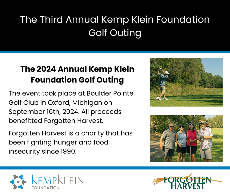 The 2024 Kemp Klein Foundation Golf Outing Post Graphic, Kemp Klein Law Firm, Giving Back, Golf Tournament