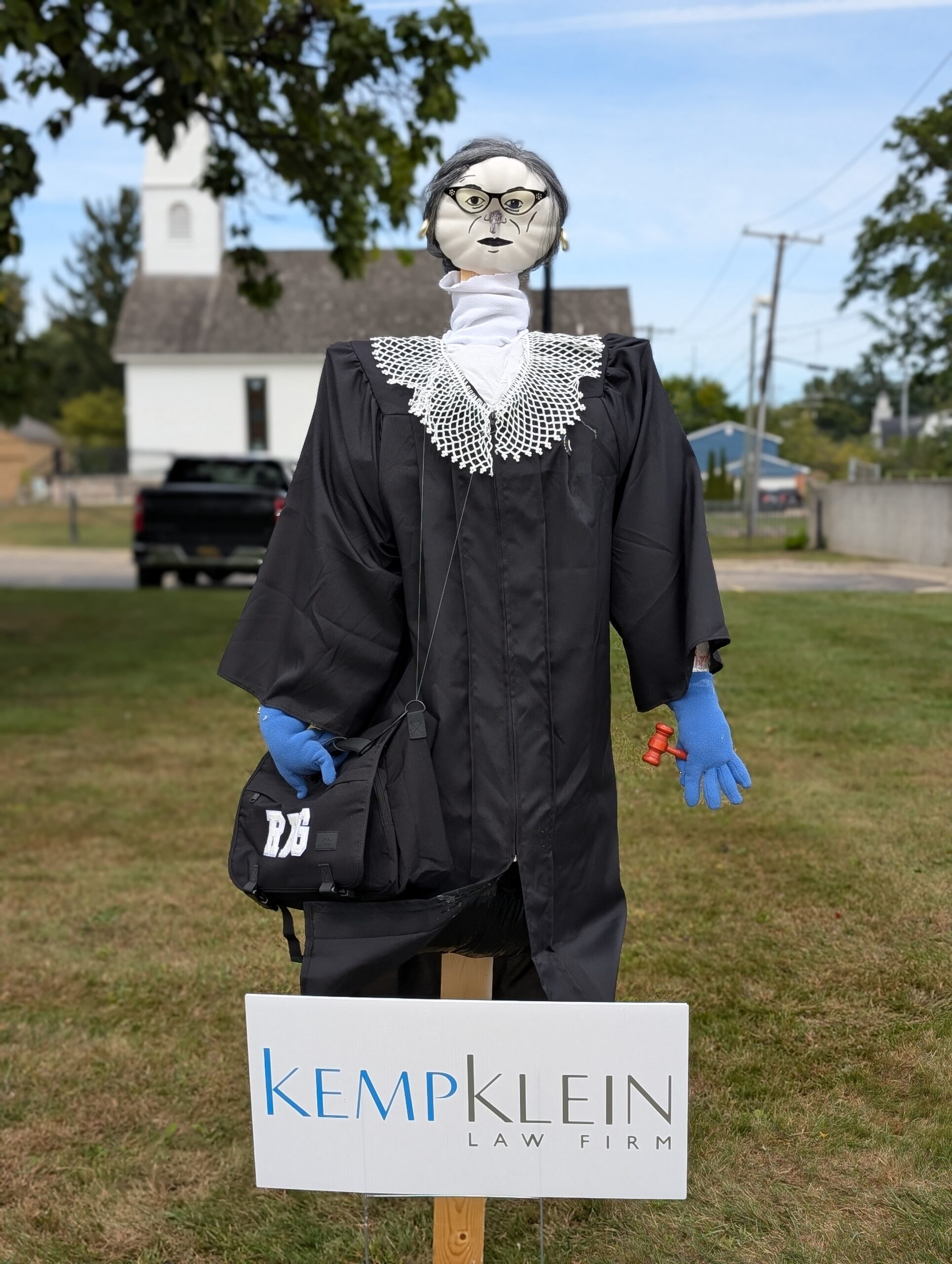 Ruth Bader Ginsburg Scarecrow - Troy Historic Village - Scarecrow Row, RBG, Halloween, Decor, Supreme Court Justice