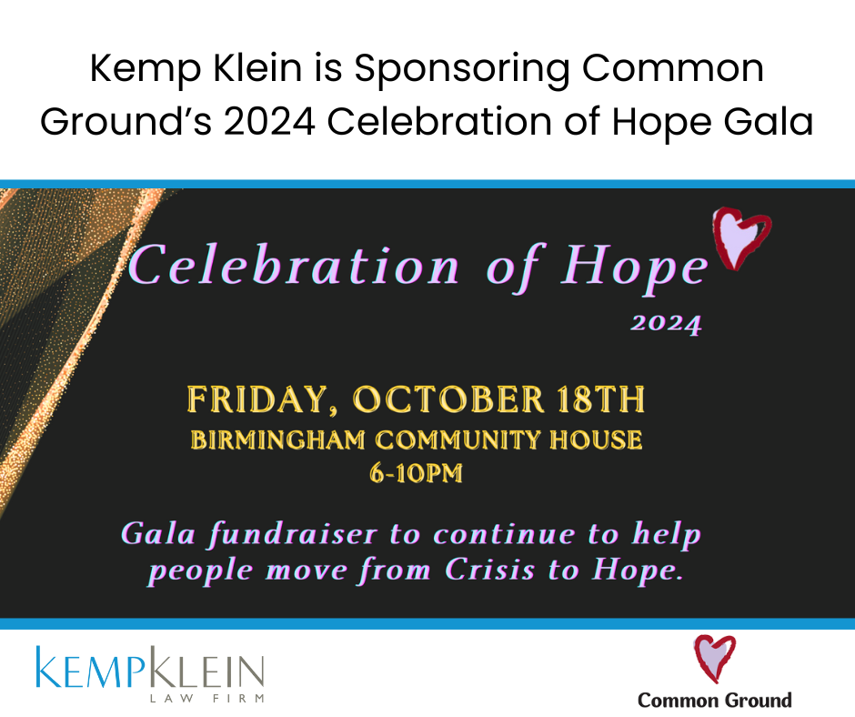 Kemp Klein is Sponsoring Common Ground’s 2024 Celebration of Hope Gala