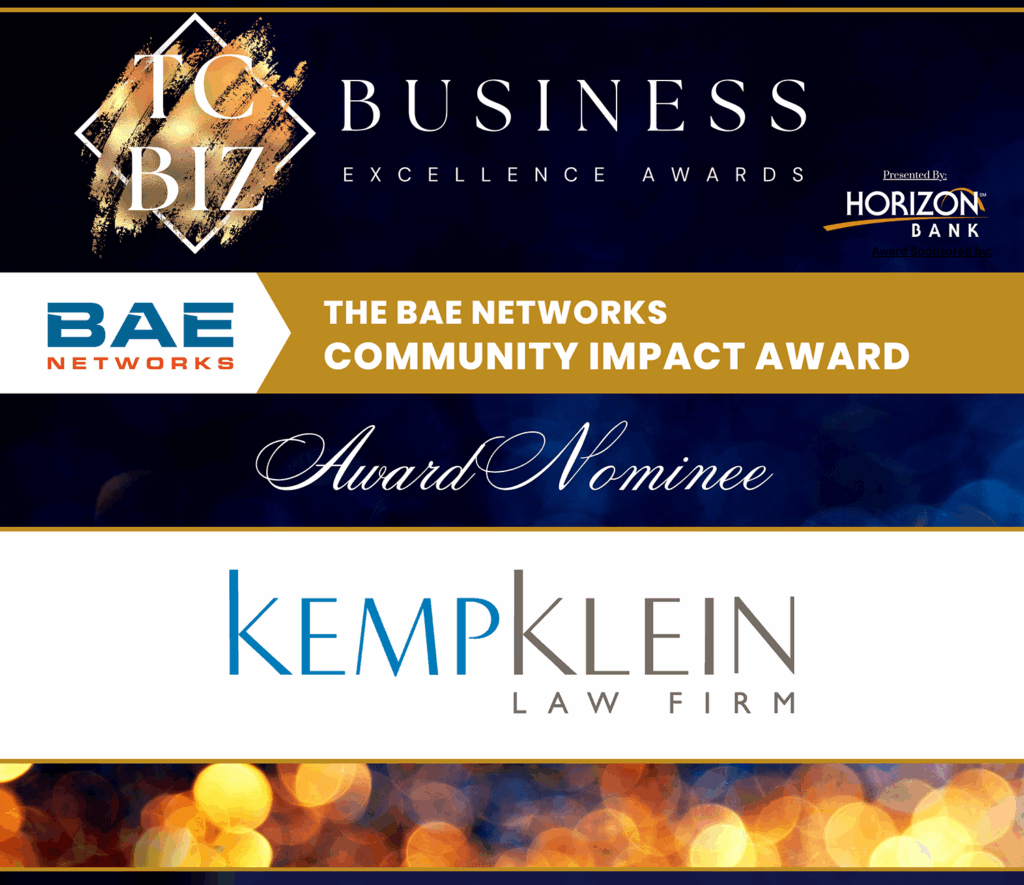 Kemp Klein Law Firm named an award nominee for the BAE Networks Community Impact Award at the 2026 Troy Chamber of Commerce Business Excellence Awards.